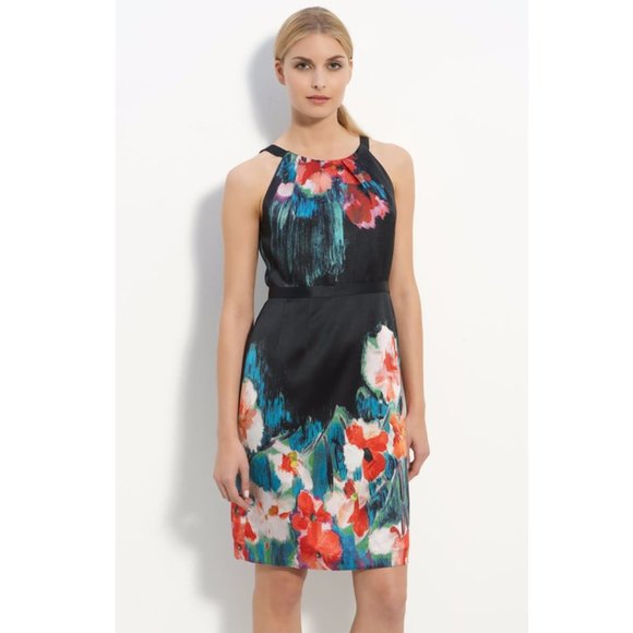 Tahari Malia Dress Sheath Floral Print Magenta 6 - Picture 4 of 16